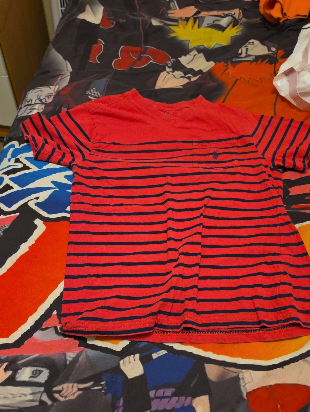 Ralph Lauren Red Tee with Navy Stripes and Polo Pony